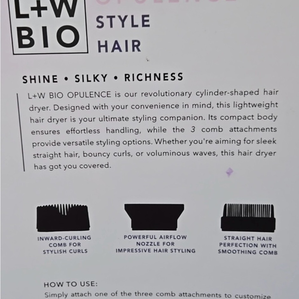 L+W Bio Opulence Hair Dryer - Picture 4 of 6